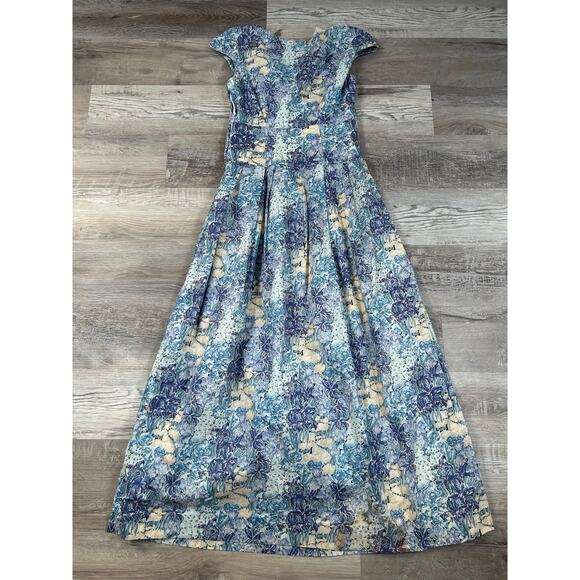 Vintage Tilley's 60s Blue Floral Party Dress- Size Small - Picture 5 of 6